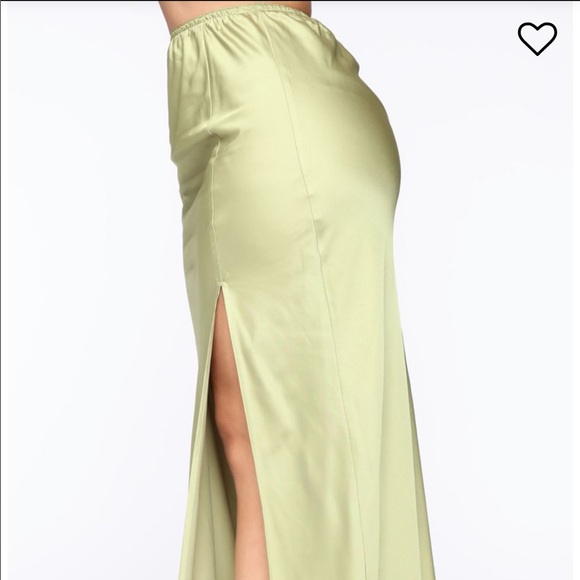 All Up In My Business Satin Midi Skirt - Sage - Picture 2 of 8